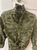 Meet Jen , beautiful camo shirt with long sleeves and ruffled collar