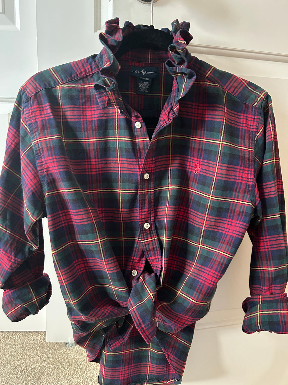 Leslie | Plaid Ruffle-Collar Shirt | Extra Small