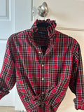 Meet Amanda, Beautiful ruffled collar shirt red and black plaid