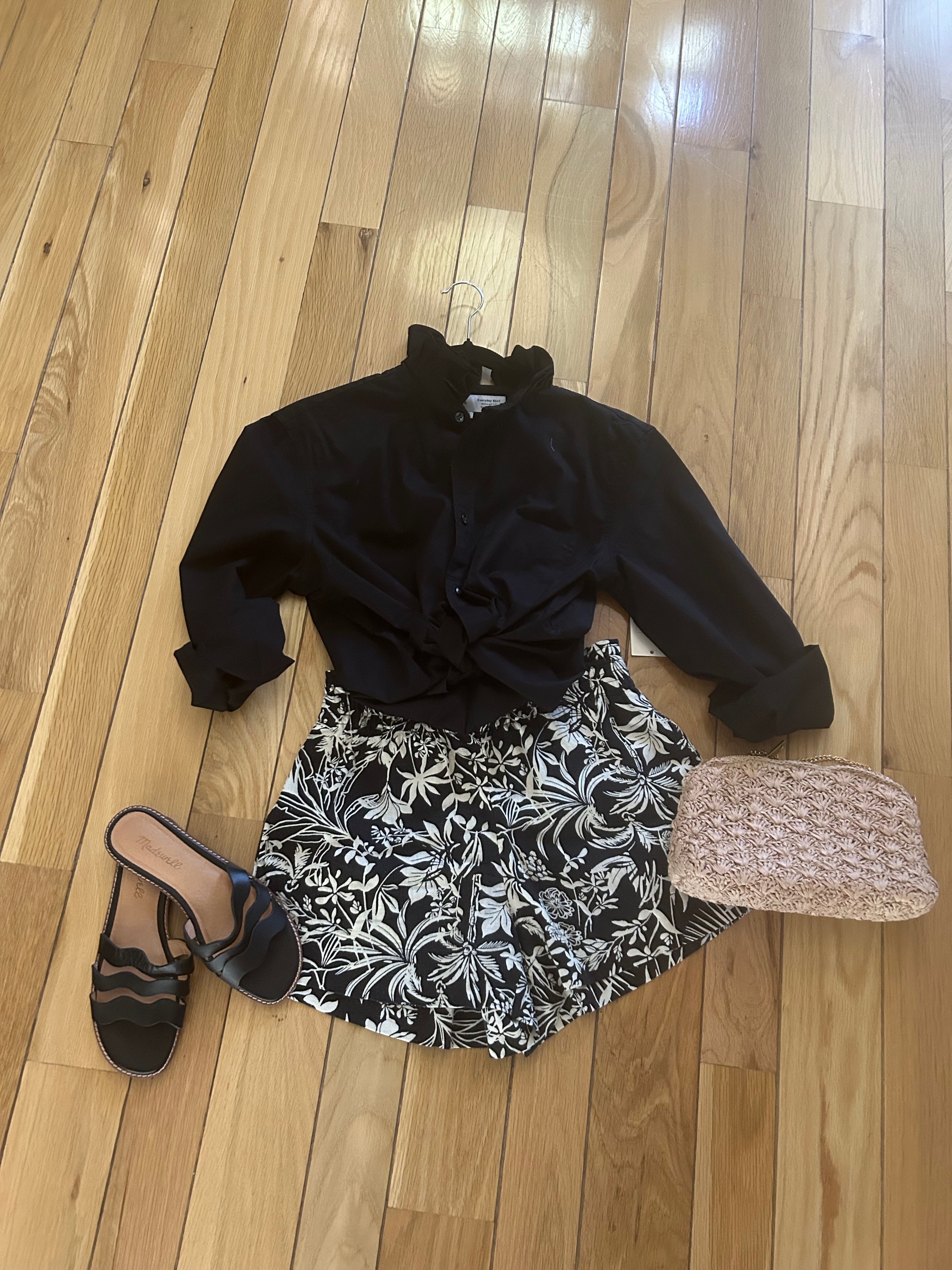 Ruffled Collar Cropped Button-Down Shirt