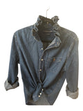 Meet Dana, Blue Denim Shirt with Ruffled Collar